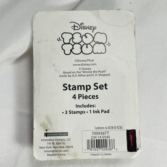 NEW 2018 Disney TSUM TSUM 4 Piece RUBBER STAMP SET - 3 Stamps & 1 Ink Pad - Picture 6 of 9